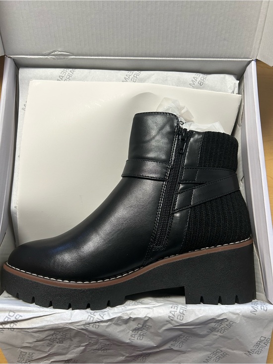 Dream Pairs Shoes - Dream Pairs Black Platform Ankle Boots with Knit Back